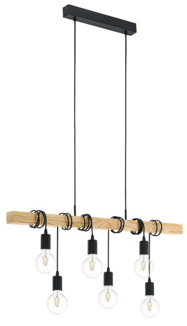 Eglo Townshend pendel 6xE27 i træ eller jern