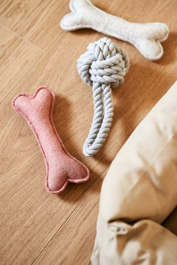 HUNDELEGETØJ KNOGLE I ULD