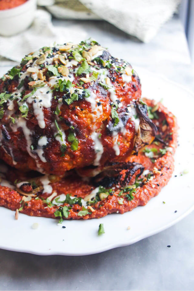 Roasted Cauliflower with Miso and Tomato